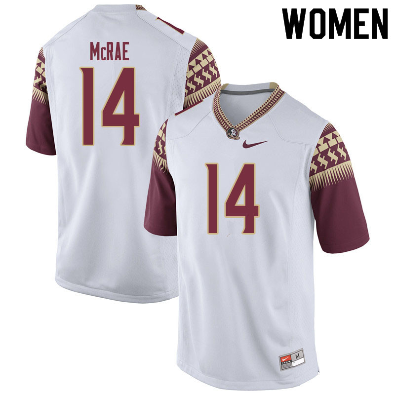 Women #14 Jaleel McRae Florida State Seminoles College Football Jerseys Sale-White - Click Image to Close